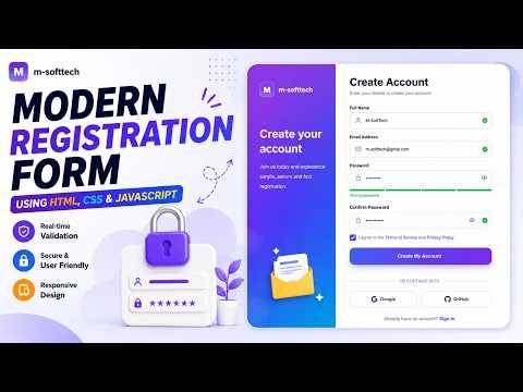 How to Create Responsive Registration Form in HTML & CSS | Responsive Registration Form