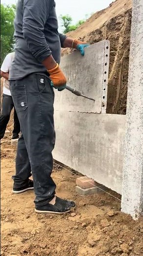 Building an Unstoppable Retaining Wall: Modular Precast Panels! 🏗️🛡️ #shorts