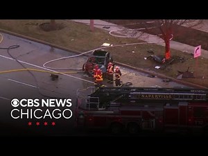Tesla crashes and catches fire in Naperville