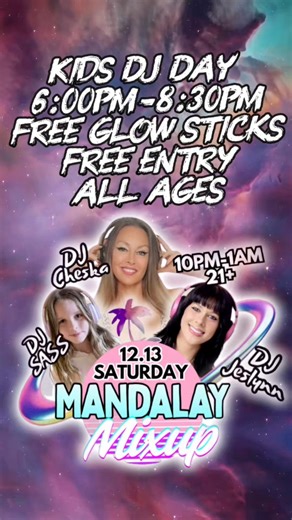 Get ready, Clearwater Beach! 🌴🎧 The Mandalay Mixup is creating one epic night! ⏱️ Saturday, December 13tg 6–8:30pm (All Ages) 10pm–1am (21 with valid ID) Free entry, glow sticks, killer music, and nonstop vibes. Let’s light up your Saturday! ✨ | Hurricane Eddies Clearwater Beach