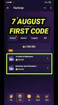 TapSwap Code Today | 10 Habits Of Millionaires Code TapSwap Today | TapSwap 7 August Mission Code