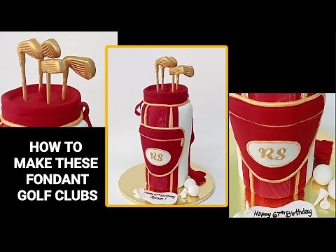 Making a 3D golf bag cake with fondant golf clubs ‪@ArtCakes‬