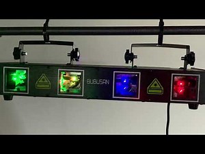 BUBUSAN DJ Party Stage Lights 4 Lens RGBY Laser Sound Activated DMX