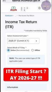 AY 2026-27 FY 2025-26 की ITR Filing | Income Tax Return Filing 2026-27 | How to File ITR 2025-26