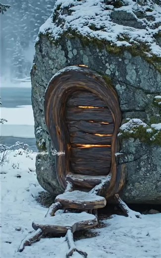 Snow falling softly ❄️🌲✨ #WinterCabin #SnowForest #CozyHideaway #WinterVibes #ForestRetreat