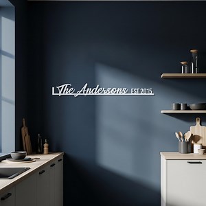 Custom Family Name Metal Wall Sign With Date, Personalized Surname Metal Script Sign, Text Metal Wall Art, Family Heritage Nameplate Gift - Etsy