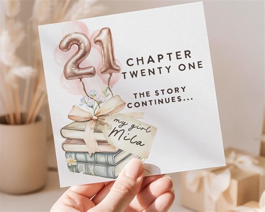 21st Birthday Card Daughter Personalized Name Chapter Twenty One Story Continues Book Theme Girl Unique Keepsake Gift Meaningful - Etsy
