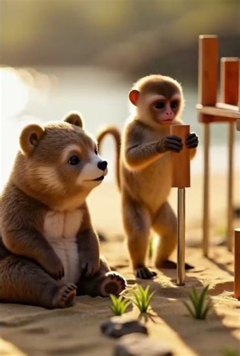 Tiny Bear & Monkey Build an Elevated Beach House 🏖️🐒 | Miniature Construction Story