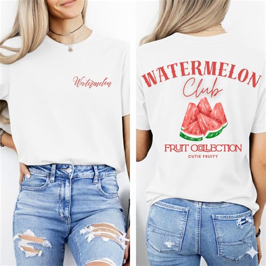 Watermelon Club Fruit Print Casual Wear Graphic Shirt Back Design - Etsy