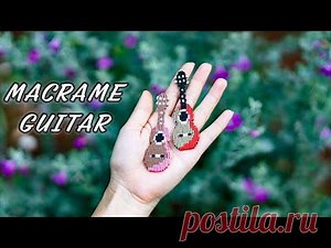 Macrame tutorial: The guitar keychain decoration - Using alpha pattern