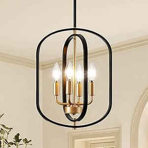 Black and Gold Chandelier for Dining Room Light Fixture, Chandelier for Entryway Light Fixture Foyer Lighting Fixtures Adjustable Modern Farmhouse Chandelier for Living Room Pendant Lights Kitchen