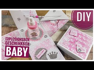 Explosionsbox Baby girl / Mädchen Geburt Anleitung 10 cm Geschenkschachtel DIY [Tutorial | deutsch]