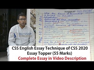 CSS English Essay Technique of CSS 2020 Essay Topper (55 Marks)