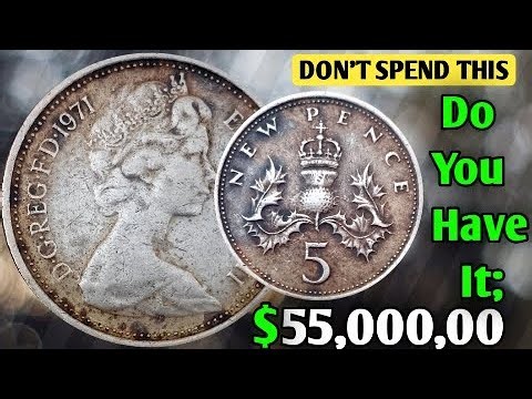 1971 Uk Elizabeth 5p New Pence Coin Value | How Much is a 1971 5 New Pence Worth Money?
