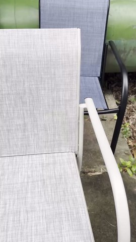 Stackable Patio Chairs Set of 2, Outdoor Dining Chairs with High Back, Lightweight Sling Chair with Metal Frame, All Weather Dining Set for Lawn, Garden, Backyard, Poolside, Blue