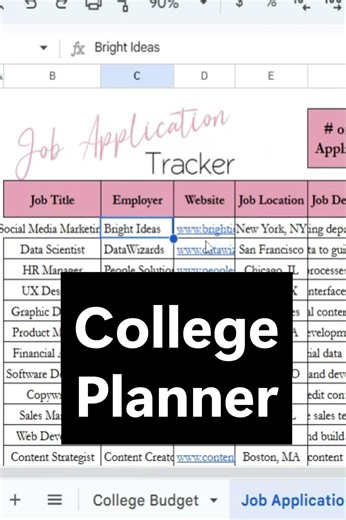 College Planner, University Planner for College Application, Scholarship Tracker Google Sheet