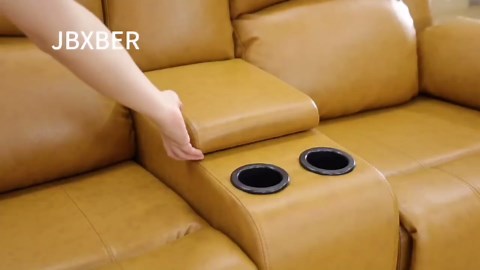 Manual Recliner Sofa Set for Living Room, Leather Reclining Sofa Sets, Faux Leather Couch Set with Cup Holders, Drop-Down Table and Storage Console(Sofa and Loveseat,Brown)