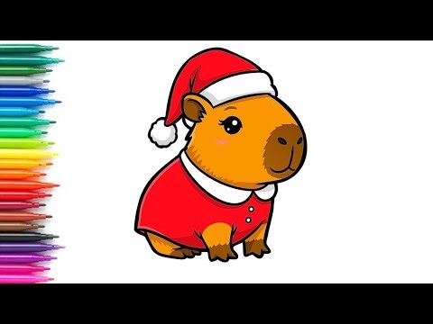 How To Draw Cute Christmas Capybara Drawing | Easy Step by Step for Kids