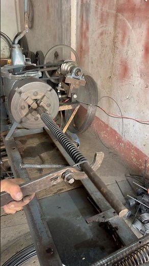 Making a heavy duty spring for tractor shocks on lathe #shortvideo #diy #metalwork