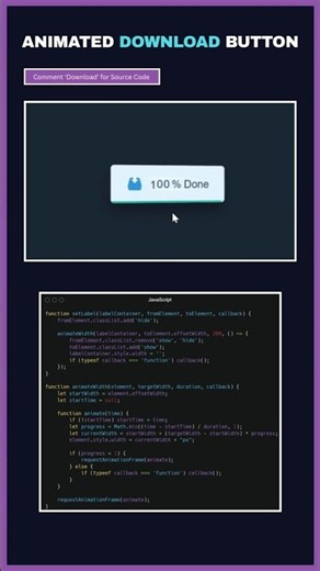 Animated Download Button with CSS & JavaScript | Web UI Animation #Shorts