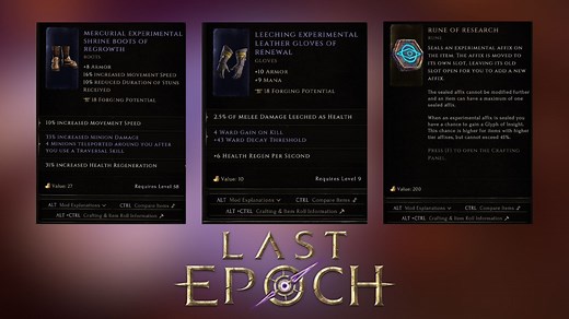 Last Epoch Experimental Affixes and Experimental Items, explained