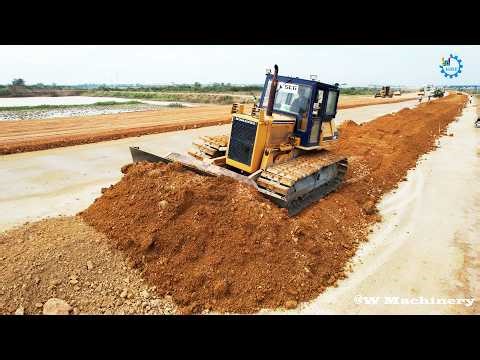 Perfect Mixing Action Komatsu Bulldozer Building Foundation New Roads Operation Techniques Skills