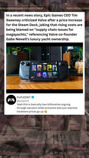 Tim Sweeney’s “supply chain for megayachts” comment goes viral 😳🔥 #SteamDeck