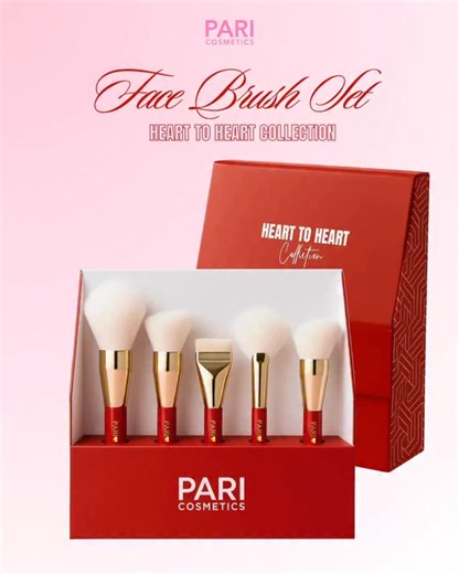 Crafted with care, designed with love. The Heart to Heart Face Brush Set brings luxury to every blend — flawless, soft, and made to love your skin.❤️ #PariCosmetics #LuxuryBeauty #MakeupBrushSet #FlawlessBlend | PARI Cosmetics
