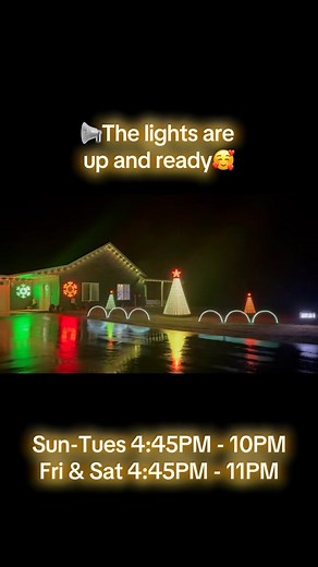 Figured we can share our opening weekend with the deer…. 😂✨ The show is officially OPEN! 🎶💡 You are welcome (and encouraged) to pull into the driveway, there is space to the right to back in and watch the show. Be sure to turn your headlights off and tune to 107.3 FM to watch the magic. Hours: Sun–Thurs (not Tues 🤦🏼‍♀️)→ 4:45–10 PM Fri & Sat → 4:45–11 PM Happy hunting… be safe out there.🦌🧡 | Pepowski Pixel Productions