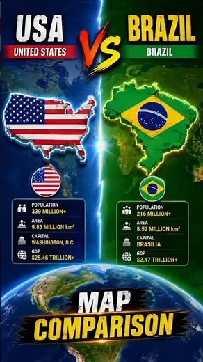 United States 🇺🇸 vs Brazil 🇧🇷 | Map Comparison 🌎 | Which Country Is Bigger?