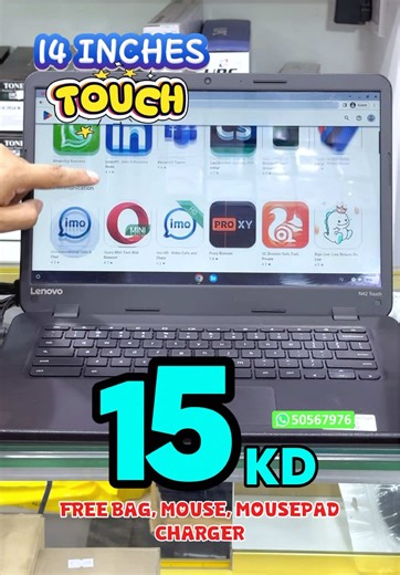 14 inches touchscreen Used Lenovo chrome Only 15 KD 🔥with heavy gifts - warranty available - Free bag, Mouse, mousepad & Charger 🚚 Deliver Available *Our Location* 🏭️ Strong Computer Fahaheel 📌 Near Xcite Alghanim, Fahaheel ☎️ 50567976 #laptopchromebook #bestlaptop2024 #trending #kuwaittiktok #newlaptop2025