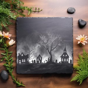 Haunted House Laser Engrave File PNG Haunted House Laser Haunted House Slate Haunted House Coaster Haunted House Wood Engrave 3D 2D Xtool - Etsy
