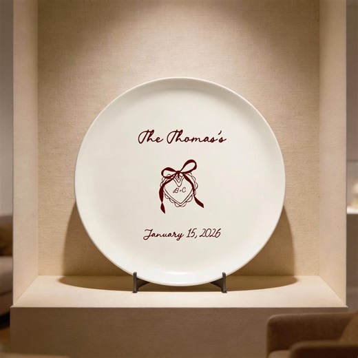 Personalized Ceramic Plate Wall Art Display Idea for Anniversary Date Keepsake Wedding Gift Family Name Heart Design Home Decoration Kitchen - Etsy UK
