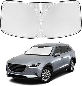 for Mazda CX-9 2016-2025 2026 Windshield Sun Shade - 4 Layers Car Sunshades for Front Windows Shade Cover Custom Fit CX-9 Sun Visor 250T Retractable Shade Blocks UV Rays Car Accessories