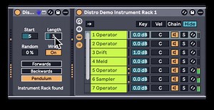 Distro - spread Midi notes over 10 instruments inside a Rack