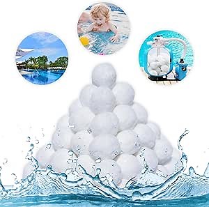 1.54 Lbs Pool Filter Balls, Eco-Friendly Filter Balls for Swimming Pool Sand Filters, Lightweight and Reusable Fiber Ball, Replace 50 lbs Pool Filter Sand (1.54, Pounds)