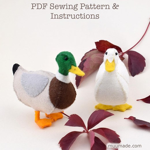 Duck Sewing Pattern & Tutorial: DIY Felt Animal, Realistic Bird Ornament (PDF Pattern in English) - Etsy