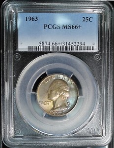 1963 Washington Quarter.  MS66   Rainbow Toning *w/video* | eBay
