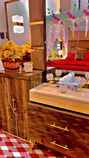 Bridal Room Decoration 2026 ❤️ Red Velvet Bed + Pink Flower Canopy + Dressing | Wedding Night Setup