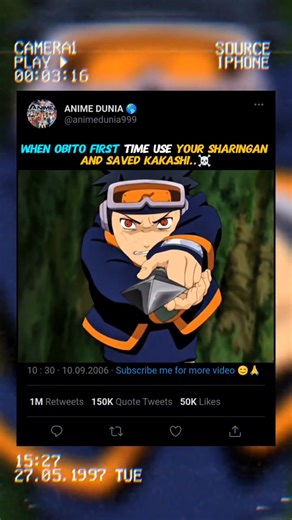 WHEN OBITO FIRST TIME USE YOUR SHARINGAN AND SAVED KAKASHI..☠️#brazilianphonk