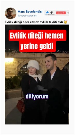 Evlilik dileği diledikten hemen sonra evlilik teklifi alan hanımefendi.