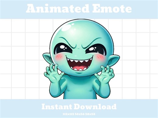 Evil Laugh Animated Alien Emote Kawaii Chibi Alien Emoji GIF - Etsy