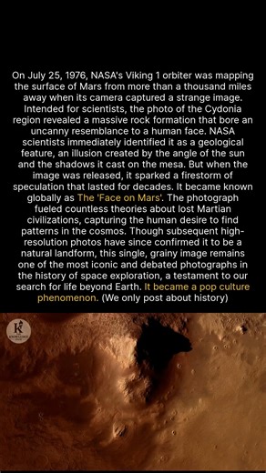 The story behind the famous Face on Mars, a rock formation that sparked decades of debate. #history #discovery #historyfacts | Knowledge
