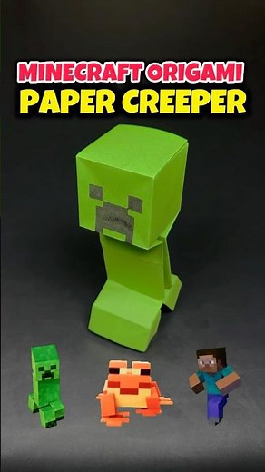 Origami Easy Minecraft Creeper Paper Craft Tutorial #paperminecraft #origami #origamicraft #shorts