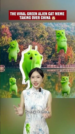 A strange green alien cat has become the biggest internet meme in China recently，do you know it?