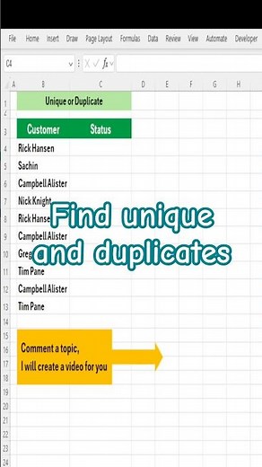 IF & COUNTIFS: Find Unique & Duplicate Values Fast