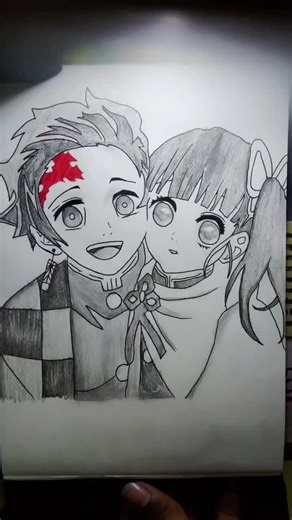 draw of tanjiro and kano 💗🌹 #anime