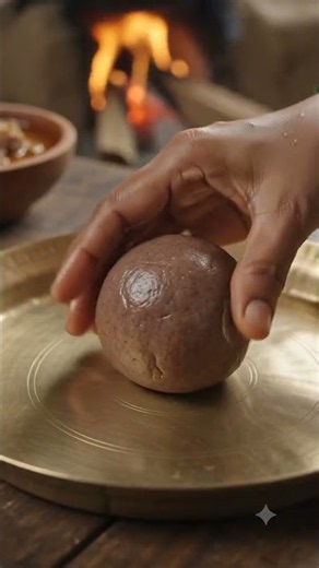 🌾🍘 Traditional Ragi Balls (Ragi Mudde) made fresh! Soft, healthy, and served with spicy curry #food