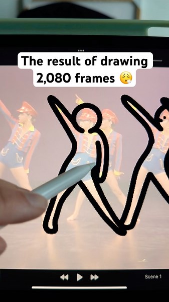 2080 drawings, 3 groovy dancers 🪩 rotoscope animation of Molly Long ‘Double Dutch Dance’ #animator