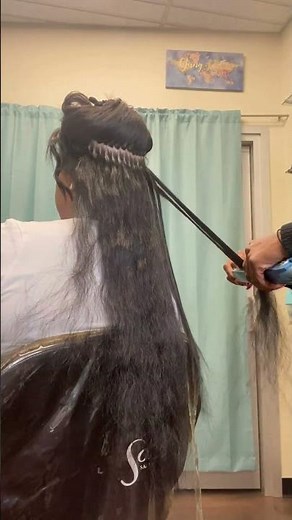 I-tip Micro-links on relaxed hair with Raw Indian Curly